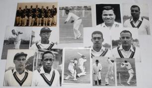 West Indies tour to England 1957. A good selection of over sixty original mono press photographs with the odd restrike photograph from the 1957 tour of match action from the Test series, team photographs, player portraits, travelling, functions etc. Two p