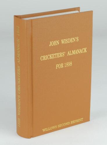 Wisden Cricketers’ Almanack 1898. Willows ‘second’ softback reprint (2011) in light brown hardback covers with gilt lettering. Limited edition 18/250. Good/very good condition