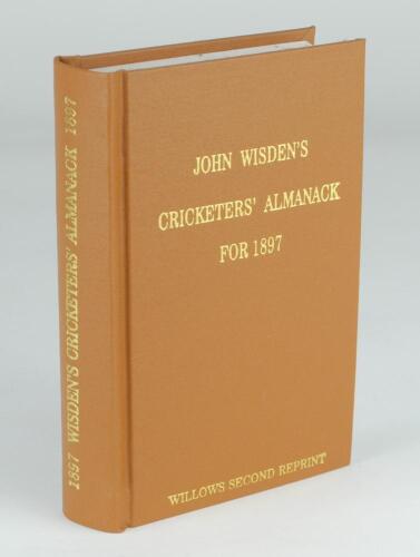 Wisden Cricketers’ Almanack 1897. Willows ‘second’ softback reprint (2011) in light brown hardback covers with gilt lettering. Limited edition 18/250. Good/very good condition