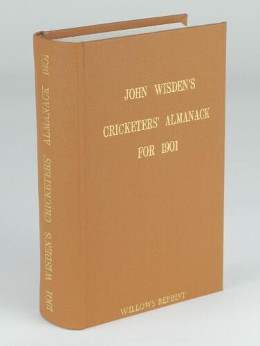 Wisden Cricketers’ Almanack 1901. Willows softback reprint (1996) in light brown hardback covers with gilt lettering. Limited edition 128/500. Good/very good condition