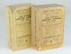 Wisden Cricketers’ Almanack 1934 and 1935. 71st & 72nd editions. Original paper wrappers. Both editions with some wear and staining to wrappers and spine, some darkening to the wrappers of the 1934 edition, some loss to spine paper, the 1935 edition with 