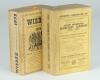 Wisden Cricketers’ Almanack 1937 and 1938. 74th & 75th editions. Original paper wrapper and cloth covered editions. Some breaking to the 1937 page block, some soiling to wrappers and spine paper, the 1938 edition with some bowing to spine, soiling and wea