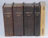 Wisden Cricketers’ Almanack 1946 to 1949. All four editions bound in dark brown boards, with original cloth covers, title and date in gilt to spine, beautifully marbled page block edge of the 1946 and 1947 editions. Some faults to the covers of the 1947 a