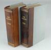 Wisden Cricketers’ Almanack 1920 and 1921. 57th & 58th editions. Both editions bound in quarter leather binding, with original paper wrappers, gilt titles to spine. Both editions with handwritten name and address of ownership to top border of the front wr