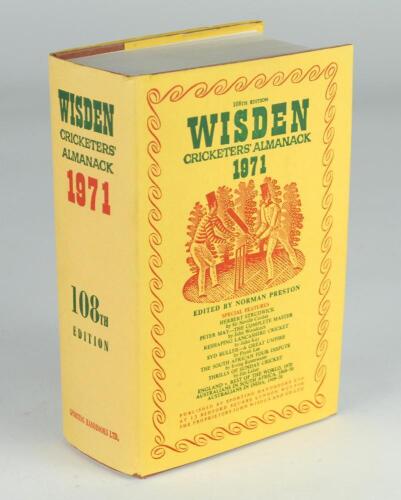Wisden Cricketers&rsquo; Almanack 1971. Original hardback with dustwrapper. Good/very good condition