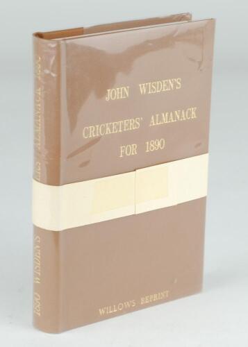 Wisden Cricketers&rsquo; Almanack 1890. Willows softback reprint (1990) in light brown hardback covers with gilt lettering. Limited edition 352/500. In un-opened condition with white band attached as issued. Very good condition