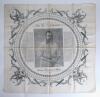 &lsquo;Dr. W.G. Grace. Champion Cricketer of the World&rsquo;. Large cotton handkerchief produced in 1895, printed in grey, commemorating a Century of Centuries by Grace. The handkerchief has a central portrait of Grace three quarter length in cricket attire holding 
