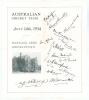 Australia tour to England 1934. Single page with printed title &lsquo;Australian Cricket Team July 14th 1934. Maynard Arms, Grindleford&rsquo;, mono image of the hotel and printed signatures of all sixteen playing members of the Australian touring party. The page mea
