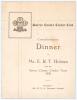 Surrey C.C.C. 1938. Official menu for the &lsquo;Complimentary Dinner to Mr E.R.T. Holmes and the Surrey Cricket Team 1938&rsquo;. Minor foxing, small adhesive mark to rear page, otherwise in very good condition.