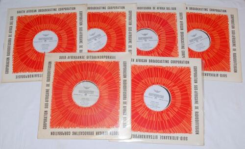 &lsquo;Talking Cricket&rsquo;. Six long playing 12&rdquo; vinyl records, each side comprising a narration by the cricket commentator, Martin Young, on the subject of international Test grounds. Produced by the South African Broadcasting Corporation, date unknown, probably 