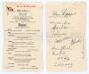 Alan Kippax Cricket Team tour of Queensland 1931. &lsquo;A.U.S.N. [Australian Union Steam Navigation Company] Line&rsquo; official dinner menu on board the S.S. Ormiston, dated Sunday, 22nd March 1931. The single sided menu with colour flag, title and menu with humor