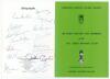 England 1953 Ashes winning team. Official menu booklet for the Sheffield Cricket Lovers&rsquo; Society &lsquo;Reunion Dinner for Members of the 1953 Ashes Winning Team&rsquo;. Held at Cutlers Hall, Sheffield, 18th October 1980. Signed to rear cover autograph page by fiftee