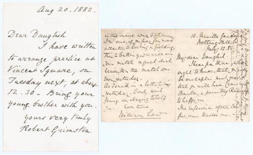 Maurice John Dauglish. Middlesex & Oxford University 1886-1890. &lsquo;Eton v Harrow 1886&rsquo;. Nicely presented file comprising a collection of six original and other facsimile copies of letters written to Dauglish by notable cricketing Old Harrovians. Dauglish wa