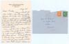 Verdun John Scott. Auckland & New Zealand 1937-1952. New Zealand tour to England 1949. Single page handwritten letter dated &lsquo;Aug 25 [1949]&rsquo; with original envelope from Scott to a Miss Freda Williams in Liverpool. Writing on The Adelphi Hotel, Liverpool he