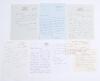 Kent cricketers&rsquo; signed letters. Seven letters from Kent players to various correspondents. Subjects and signatures include Colin Cowdrey to &lsquo;Geoffrey [Howard]&rsquo;, year unknown, about one day cricket, and the World Cup which he describes as &lsquo;this Pajama exe