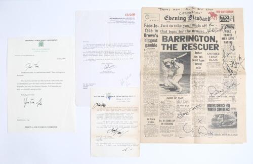 Signed cricket related letters 1983-1997. Three original cricket related letters signed by Peter Baxter, producer of the B.B.C.&rsquo;s Test Match Special, offering an autograph book to Ann Barrington as a donation to the Lord&rsquo;s Taverners&rsquo; Presidents&rsquo; Ball in 1