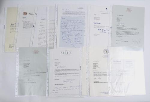Signed cricketers&rsquo; and celebrities letters 1986-2009. A selection of twenty seven original letters signed by cricketers, entertainers, politicians etc. including requests for autographs, invitations to dinners, Lord&rsquo;s Taverners events, arrangements for vi