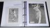 Cricket autographs 1950s onwards. Black binder comprising a selection of signed ephemera including signatures to prints, cuttings, cigarette card etc. of Fred Trueman, Ted Dexter, Raman Subba Row, Roy Tattersall, Colin Cowdrey, Trevor Bailey, Reg Simpson, - 2