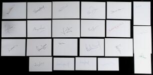 Test and County cricketers signatures 1940s-2000s. A comprehensive selection of over two hundred individual signatures of cricketers, umpires and some broadcasters on white cards, collected in the 1990s/ early 2000s. Includes a good number of England Test