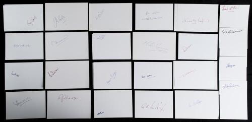 Yorkshire C.C.C. autographs 1940s onwards. A large and comprehensive selection of individual signatures on white cards of over 120 post-War Yorkshire players. Earlier and notable names include Ellis Robinson, McHugh, Mason, Lodge, Horner, G.A. Wilson, Wat
