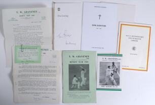 Thomas William &lsquo;Tom&rsquo; Graveney. Gloucestershire, Worcestershire, Queensland & England 1948-1972. A selection of items relating to Graveney&rsquo;s benefit year 1969 including a folding card &lsquo;Benefit Programme for 1969&rsquo;, official programme for his benefit match, 