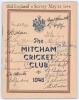 &lsquo;Old England v Surrey, May 23, 1946&rsquo;. Official Mitcham Cricket Club handbook for 1946, nicely signed in ink to the front cover by the majority of the two teams who played at The Oval. Surrey signatures include Bennett, Gregory, Barling, Squires, Parker, W