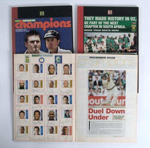 South Africa tour to Australia 2008/09. Three volumes of scrapbooks comprising a good selection of newspaper cuttings covering the Test series between Australia and South Africa. The inside front cover of the first volume comprises twenty colour profile c