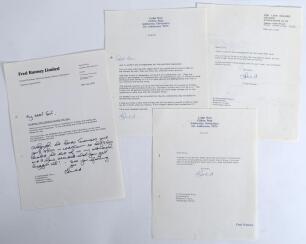 Frederick Edward &lsquo;Fred&rsquo; Rumsey. Worcestershire, Somerset, Derbyshire & England 1960-1970. Four typed letters from Rumsey to the comedian, Eric Morecambe, from Morecambe&rsquo;s personal collection. All the letters relate to Morecambe attending a Lords Taverners