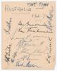 &lsquo;Australia Test Team 1946-7&rsquo;. Album page nicely signed in ink (one in pencil) by eleven Australian players. Signatures are Bradman (Captain), Meuleman, Barnes, Hassett, McCool, Morris, Miller (signed twice), Freer, Tribe, Tallon and Toshack. Good/ very go