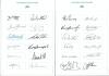Australia 1920s- 2000s. Six autograph cards/ pages including five, each with printed titles and named signature boxes. Four are titled &lsquo;Australia Test Players&rsquo;, each with twelve signatures, and one &lsquo;Australia Centurions- One Day Internationals 1971-1992&rsquo; - 2