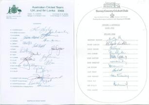 Australia tour to England 1981. Official Australian Cricket Board autograph sheet with printed title and players&rsquo; names, fully signed in ink by all twenty listed members of the Australian touring party. Players&rsquo; signatures are Hughes (Captain), Marsh, Ald