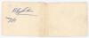 West Indies tour to England 1950. Two joined album pages fully signed in ink by the seventeen members of the West Indies touring party. Signatures are Goddard (Captain), Valentine, Christiani, Johnson, Jones, Gomez, Rae, Pierre, Ramadhin, Williams, Walcot - 2