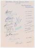 West Indies tour of England 1950. &lsquo;The Cavendish, Eastbourne&rsquo; headed paper nicely signed in different coloured inks by fourteen members of the West Indies touring party including the Manager J.M. Kidney. Players&rsquo; signatures, with names annotated in ink to