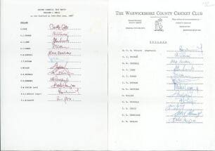 England v India and Pakistan 1982. Two official autograph sheets, one for the 2nd Test v India at Old Trafford 24th- 28th June 1982, the other on Warwickshire C.C.C. letterhead for the 1st Test v Pakistan at Edgbaston, 29th July- 1st August 1982. Both she