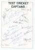 &lsquo;Test Cricket Captains&rsquo;. Page with printed title, signed by twenty one Test captains. Signatures are Haynes, Gatting, Reid, Gooch, Fletcher, Howarth, Greenidge, Morris, Harvey, Jarman, Venkataraghavan, Mushtaq Mohammad, Hughes, Goddard, Lindwall, Emburey,