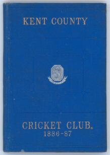 Kent County Cricket Club Annual 1886-1887. Hardback &lsquo;blue book&rsquo;. Original decorative boards. Gilt titles with silver gilt Kent emblem to centre. Printed by J. Burgiss-Brown, Maidstone 1887. Some light wear, age toning and odd mark otherwise in good/very g