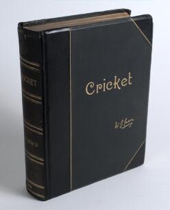 &lsquo;Cricket&rsquo;. W.G. Grace. Bristol 1891. &lsquo;Crown Quarto Edition de Luxe&rsquo; edition bound in black half leather, top edge gilt, other edges untrimmed. Original black boards with gilt lettering, appears to have had new spine with original spine leather with gilt t