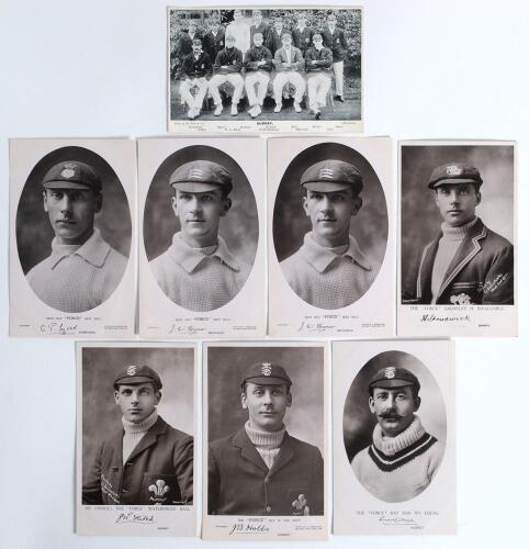 &lsquo;The Force. Bat Series&rsquo; postcards. Seven real photograph sepia postcards issued by Summers Brown, London c.1911, of players depicted head and shoulders wearing cricket attire and caps, printed titles and facsimile signatures to lower margins. Players are 