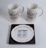 Cricket plate and tankards. Three items including a Royal Albert &lsquo;England v Australia July 1981. Howzat?&rsquo; (Botham and Willis&rsquo;s Test) plate in original presentation box. 8.25&rdquo; diameter. Two identical Franklin Porcelain &lsquo;The Ashes [Centenary] Tankard 1882-1