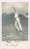 Schofield Haigh. Yorkshire & England 1895-1913. Mono real photograph postcard of Haigh in bowling pose with title &lsquo;Yorkshire Style&rsquo;. Signed in black ink by Haigh to lower border. Hartmann 1378. Postally unused. Minor age toning, small blemish affecting th