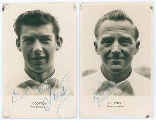 Nottinghamshire. Cyril Poole and John Cotton. Two player portrait postcards one of Poole (Nottinghamshire & England 1948-1962), the other of Cotton (Nottinghamshire & Leicestershire 1958-1969), depicted head and shoulders. Both postcards with printed name