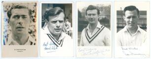 Hampshire. Four signed player portrait postcards. Includes one of Derek Shackleton (Hampshire & England 1948-1969) by Sporting Handbooks Ltd. Also three plain back postcards of Butch White (Hampshire, Glamorgan & England 1957-1972), Colin Ingleby-Mackenzi