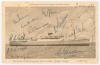 M.C.C. tour of South Africa 1948/49. Rarer sepia postcard of the Union-Castle Line &lsquo;Durban Castle&rsquo; which took the team to South Africa. Signed in ink to card face by fifteen members of the touring party. Signatures are Mann (Captain), Evans, Palmer, Hutto