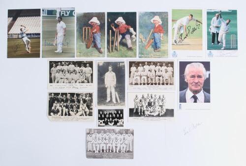 Team and player postcards 1918 onwards. A mono real photograph postcard of Victor Trumper, Thiele Series no. 1001, postmarked 1918. Real photograph team postcards of New Zealand 1931 A.T. Ltd (loss to corner), West Indies 1933 (photographer unknown), two 