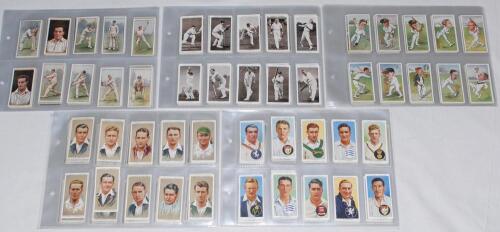Cigarette and trade cards 1926-1997. Album comprising eleven complete sets of cards. Series are John Player & Sons &lsquo;Cricketers Caricatures by &ldquo;Rip&rdquo;&rsquo; 1926 (full set of 50), &lsquo;Cricketers 1930&rsquo; (50), &lsquo;Cricketers, 1934&rsquo; (50, minor creasing to the odd card), an