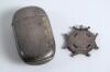 Cricketing vesta case. An oblong shaped silver metal vesta case with oval colour enamel image of a batsman to centre. - 2