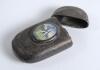 Cricketing vesta case. An oblong shaped silver metal vesta case with oval colour enamel image of a batsman to centre. - 3