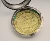 Cricketing silver pocket watch 1897. An exquisite colourful watch face with an 18th century cricket scene of a bowler about to bowl a ball with the batsman stood in front of two stumps and bails, two fielders are also featured within floral and tree decor - 5