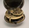 Cricketing silver pocket watch 1897. An exquisite colourful watch face with an 18th century cricket scene of a bowler about to bowl a ball with the batsman stood in front of two stumps and bails, two fielders are also featured within floral and tree decor - 7