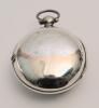 Cricketing silver pocket watch 1897. An exquisite colourful watch face with an 18th century cricket scene of a bowler about to bowl a ball with the batsman stood in front of two stumps and bails, two fielders are also featured within floral and tree decor - 8